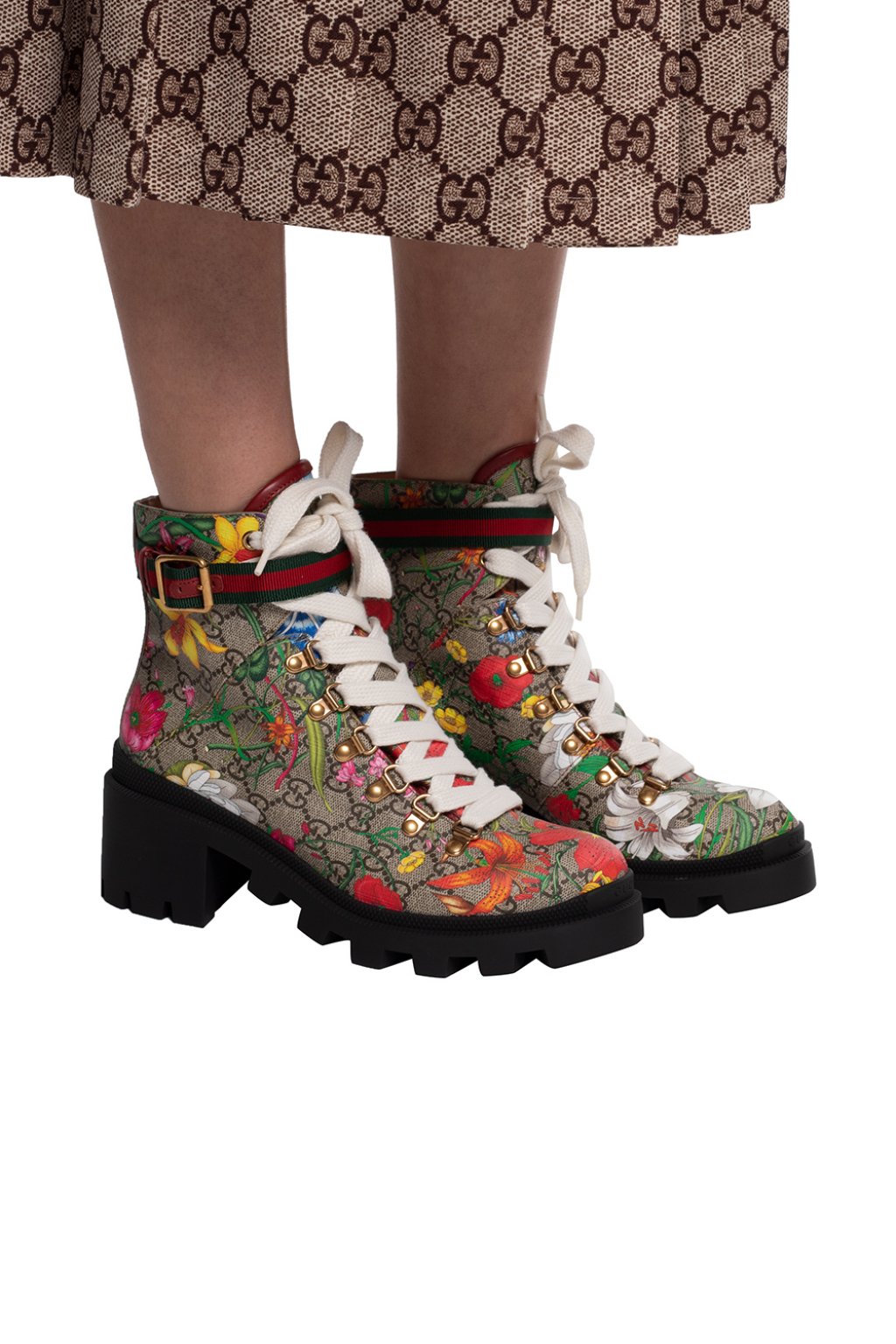 Gucci Heeled ankle boots with 'Flora' print | Women's Shoes | Vitkac